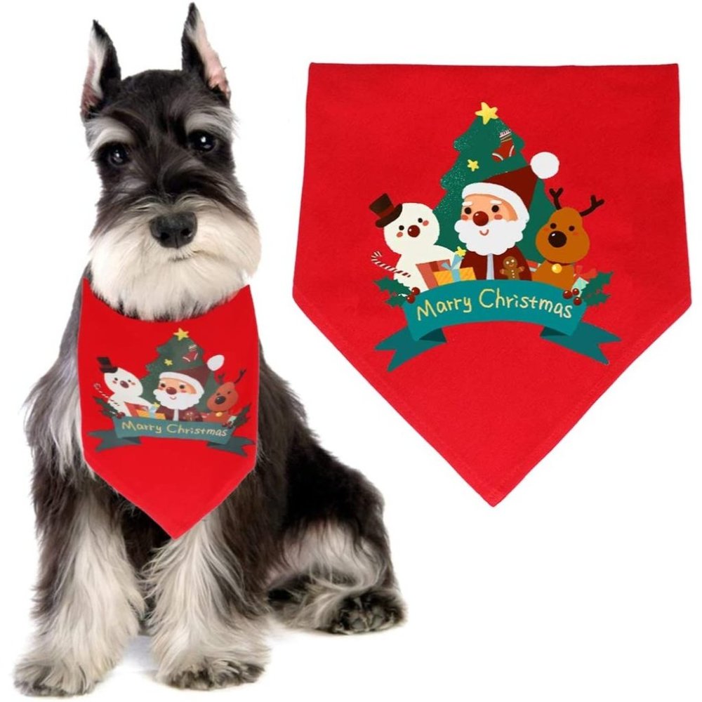WONDERPUP Merry Christmas Dog Bandana Pet Holiday Triangle Bibs Scarf for Cat Mi